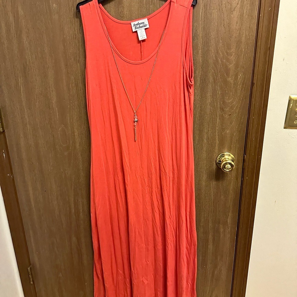 Anthony Richards Coral Sleeveless‎ Knit Maxi Dress Casual Comfy